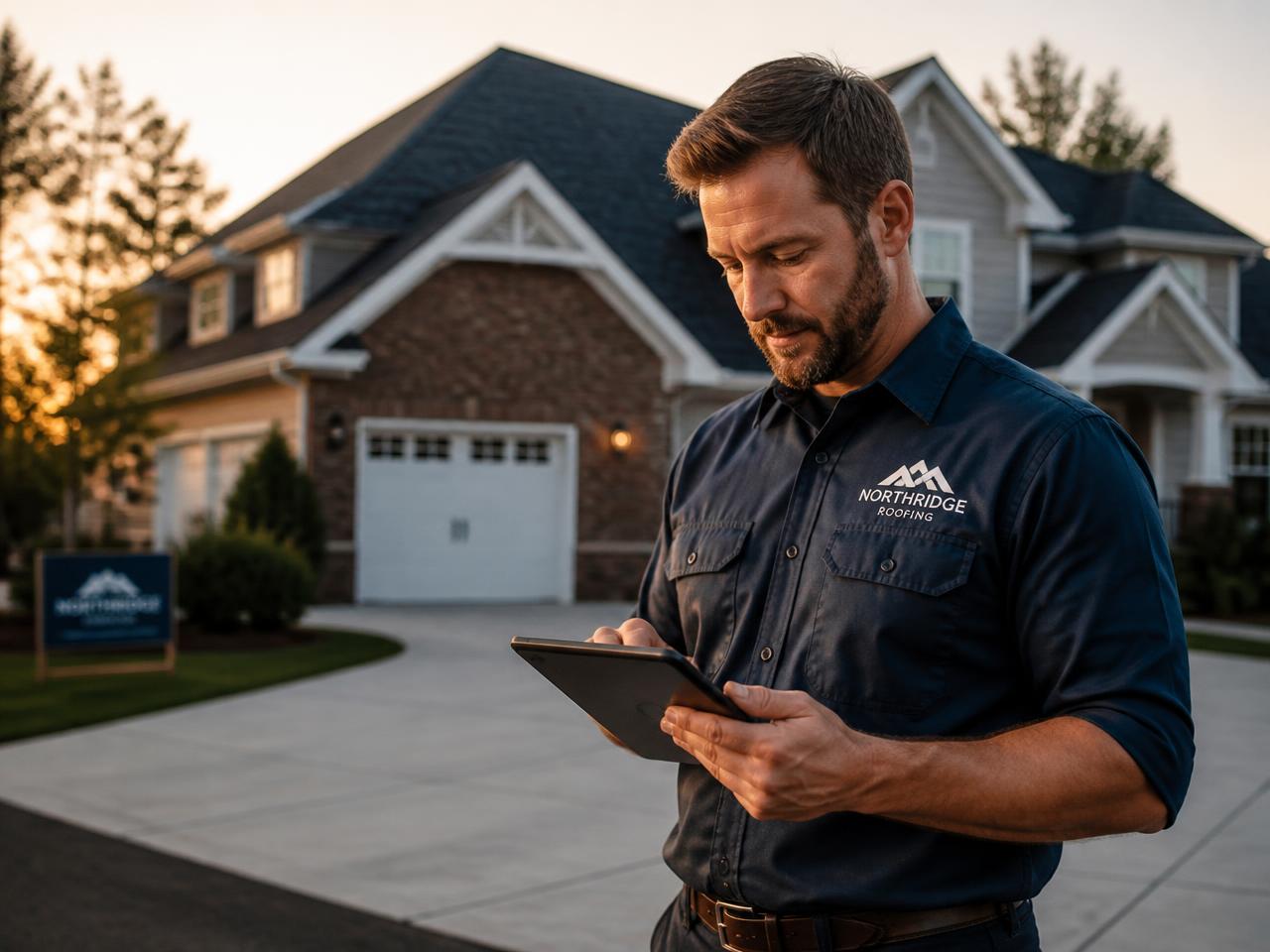 Contractor reviewing qualified home-service leads on a tablet